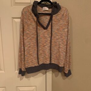 Warm Multicolor Knit Fabric w/ Hood